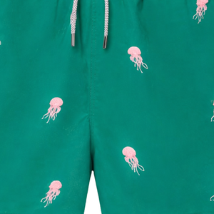 Shorts de bain imprimés verts pour hommes, légers, avec taille élastique, pour la plage, l'été - Product Image 3