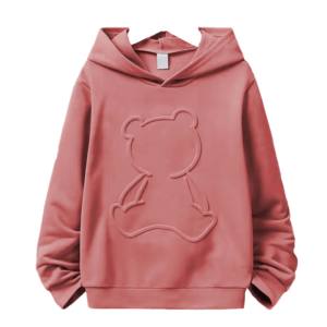 Sweat-shirt surdimensionné en molleton 100% coton pour adultes et enfants, avec logo personnalisé embossé. - Product Image 6