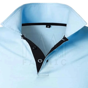 Personalizable 100% algodón para camisetas de polo para hombres cuello abotonado y manga corta patrón sólido tela de lona - Product Image 4