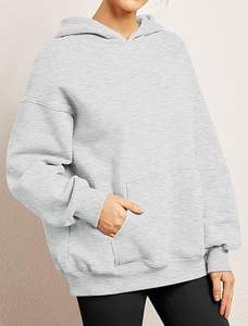 Sweat à capuche en molleton de coton surdimensionné sans cordon, poids lourd 500 g/m², à épaules tombantes, personnalisable avec logo pour femmes, style streetwear - Product Image 6