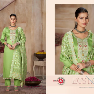 Elegante material de vestido de algodón Jam con colección Jarkan Work Premium Salwar Kameez para ropa de fiesta disponible a precio mayorista - Product Image 1