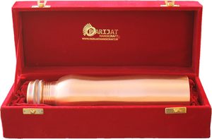 Handmade Copper Water Metal Bottle Modern Style Leak-Proof and Joint-Free for Travel with its <b>Red</b> Velvet <b>Gift</b> <b>Box</b> - Product Image 3
