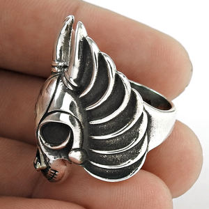 Solide 925 Sterling Oxydé Argent Antique Look Ethnique Anneau Bohème Bijoux En Gros Direct Usine Prix En Vrac Fournisseurs Inde - Product Image 3