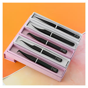 Pince à épiler pour extensions de cils à pointe en fibre, très vendue, incluant des pinces courbées à 45 et 90 degrés, classiques et droites, outil d'isolation pour artiste en cils - Product Image 1