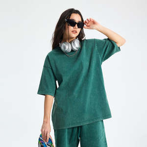 T-shirt unisexe coupe classique délavé à l'acide avec logo personnalisé, impression graphique 3D, vêtements unis, 100 % coton, vente chaude OEM - Product Image 1