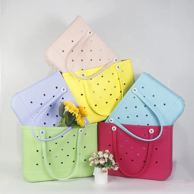 2023 Hot Sale Women Wholesale Beach Waterproof Tote Bags Eva Silicone Bogg Bag