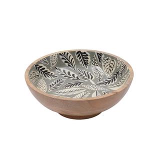 Cuenco de madera redondeado rústico para servir ensaladas de frutas con acabado de esmalte interior, utensilios de cocina, uso de Catering, cuenco de madera con mango - Product Image 4