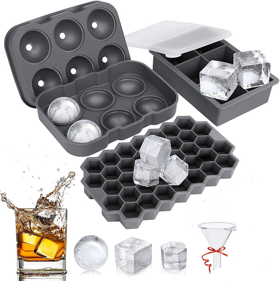 Transparente Diy Freezer Personalizado Retângulo Maior Flexível Bpa Livre Verão Criador Ferramentas Bola Molde Silicone Ice Cube Tray