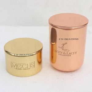 Custom Logo Pure Brass Gold 12 Oz Handmade Glossy Finish Candle Jar Containers for Candle Making Votive Candle Home Decoration - Product Image 3