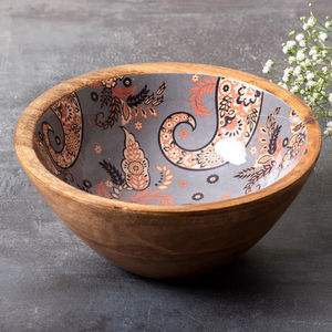 Cuenco impreso de madera de lujo Diseño único con personalización en diseño Utensilios de cocina de madera de color para servir alimentos por HHO - Product Image 1