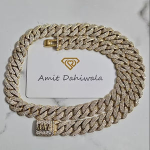 <b>Diamond</b> Tester Pass GRA Hip Hop S925 Silver Iced Bling 3 Rows 14mm-20mm <b>VVS</b> Moissanite Cuban Link <b>Chain</b> Men 16mm 18mm 100g - Product Image 1