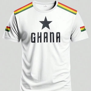 Camiseta de Fútbol Juvenil Estilo Ghana para Hombre, Diseño de Cuello Redondo, Cómoda, Adecuada para Partidos de Fútbol, Entrenamiento, Uso Diario Informal - Product Image 1
