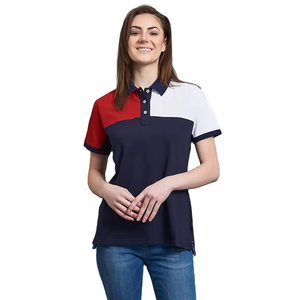 Haute qualité femmes couleur bloc Polo T-shirt coton femmes polos personnalisé Golf Polo T-shirt à manches courtes vêtements d'extérieur confortables - Product Image 3