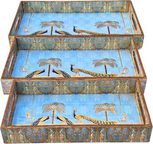 Juego de bandejas para servir de MDF de tamaño personalizado de gama alta Estilo de anidación de madera vintage de larga duración Reutilizable para alimentos POR HF CRAFTS - Product Image 2