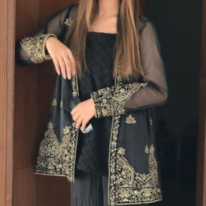 2023 TRENDY Indian and Pakistani Resham Embroidery Kurta Jacket with Plazo <b>Dress</b> for Party Wear Decorated with Lace Sequins - Product Image 1