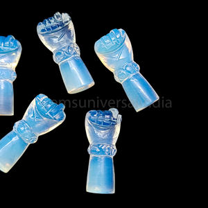 Natural Opalite Stone <b>Hamsa</b> Hand Shape Carved Gemstone for Jewelry Making Charms 30mm Hand Carved Loose Gemstone Miniatures Bulk - Product Image 4