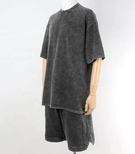 Wholesale Supplier Summer Latest T-Shorts & Shorts Breathable Cotton Shorts T-Shirts Custom Logo Printed Acid Washed <b>Sets</b> - Product Image 3