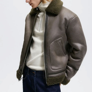 Nouveauté Veste en cuir Offre Spéciale fausse fourrure pour hommes, coupe-vent et imperméable OEM, service personnalisé, logo à l'avant - Product Image 5