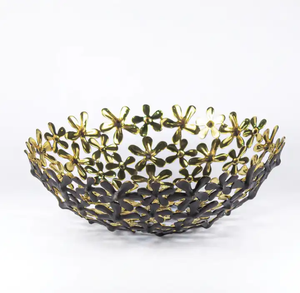 Tazón decorativo de diseño atractivo con soporte de madera Tazón de fruta seca de metal de buena calidad para el hogar y la cocina - Product Image 2