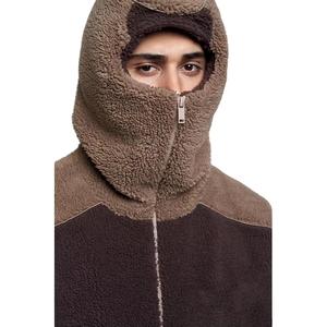 Pull unisexe pour hommes, molleton à fermeture éclair, moelleux et épais, sweats à capuche Sherpa Ninja avec visage masqué, vente en gros sur mesure - Product Image 2