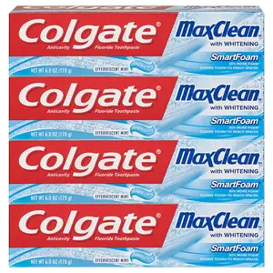 Colgate-pasta de dientes con fluoruro, blanqueador y espumoso, efervescente, menta, 6 onzas, paquete de 4 unidades