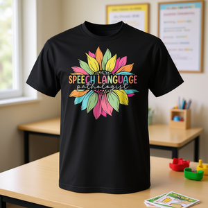 T-shirt per logopedisti a tema girasole - Prodotto promozionale per terapisti del linguaggio - Product Image 3