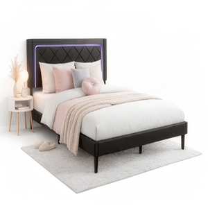 Letto <span class=keywords><strong>Matrimoniale</strong></span> Moderno di Lusso in Velluto Nero, Imbottito, per Arredamento Camera da Letto d'Hotel - Vendita all'Ingrosso - Product Image 6
