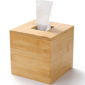 Caja de pañuelos de bambú rectangular clásica con tapa servilletero ecológico para baño de Hotel dormitorio u oficina - Product Image 3