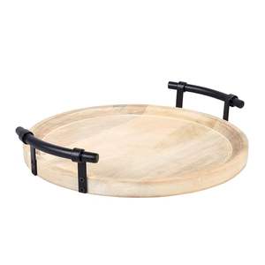 Bandeja Moderna de Madera con Asa de Metal para Decoración de Sala de Estar y Servir Alimentos, que Ofrece Practicidad y un Estilo Distintivo - Product Image 5