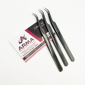 Pince à épiler d'extension de cils en acier inoxydable semi-incurvée noire Plasma - Product Image 2