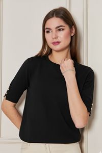 Blusa de punto con cuello redondo para mujer, informal, elegante y cómoda, transpirable - Product Image 5