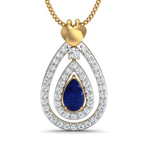 Pendentif en laiton plaqué or 18 carats avec zircon bleu en forme de poire, style bohème, délicat, vente en gros pour femmes - Product Image 1