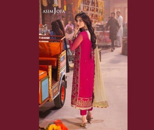 Hania Amir นำ asim jofa ชุดเดรส3ชิ้นผ้าไหมบิดปักลายเย็บโดยคอลเลกชัน ssumaira - Product Image 3