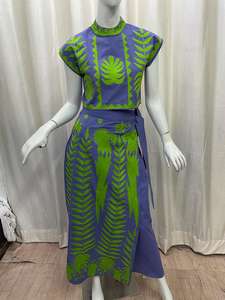 2025 été nouveau femmes décontracté solide motif deux pièces ensemble brodé taille cintrage minceur haut jupe courte longueur haut - Product Image 2