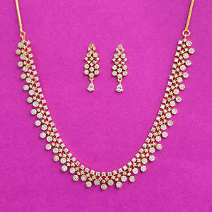 Handmade CZ <b>Delicate</b> <b>Necklace</b> with Gold Plating Fine Jewelry Set From India - Product Image 3