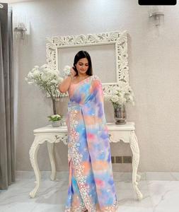 Vêtements indiens et pakistanais, saris, vêtements traditionnels indiens, sari avec travail de tissage lourd et blouse - Product Image 1