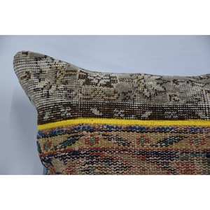 Beige Bohemian 28x28 Wool Woven Vintage Floral Print Non-Slip Eco-Friendly Removable Washable Zipper Closure Decorative - Product Image 2