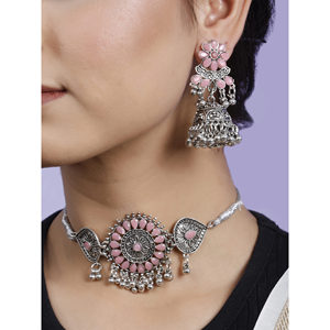 GS Pink Flower Round Choker Elegant <b>Wedding</b> <b>Accessory</b> - Product Image 2