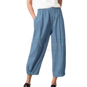 Mid Waist Regular Fit Straight Cotton <b>Trousers</b> for Women Autumn Casual Quick Dry Breathable Pleated Front <b>Drawstring</b> Closure - Product Image 5