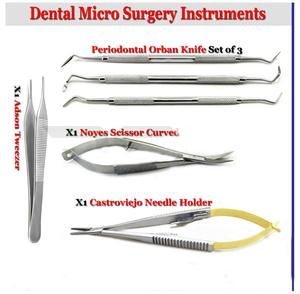Kit de microcirugía periodontal, conjunto de instrumentos de Cirugía Dental recubiertos de titanio, pinzas, tijera de ruido, soporte de aguja, cuchillos Orban - Product Image 2