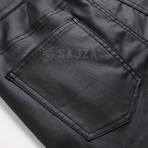 Pantalon en cuir de mode pour hommes élégant Slim Fit moto Biker pantalon confortable tenue décontractée - Product Image 6