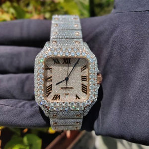 Reloj Mecánico de Lujo con Moissanita, Probador de Diamantes, Reloj con Incrustaciones de Diamantes, Reloj de Hombre con Bisel de Acero Inoxidable, Reloj de Rapero con Diamantes VVS para Hombre - Product Image 1