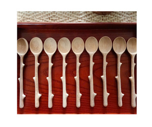 100% Cuillère Fourchette en bois fabriquée à partir de bois-ArtisanGrove Cuillères en bois faites à la main-Cuillères de cuisine durables fabriquées dans la nature - Product Image 2