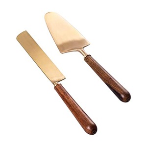 Rebanador y espátula chapada en oro de acero inoxidable, rebanador de acero inoxidable con mango fino y plano completo, espátula para servidor de pasteles - Product Image 5