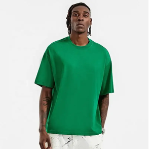 T-shirts pour hommes en coton 100% de haute qualité, coupe ample, poids lourd, impression personnalisée, broderie sur mesure - Product Image 4