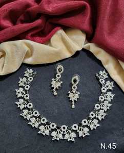 Fashion <strong>American</strong> <strong>Diamond</strong> Necklace Oval Design Necklace Set Leaf and Earrings Sets Bridal Wedding <strong>Jewelry</strong> for Brides Party Gifts - Product Image 2