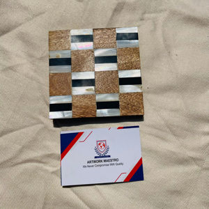 Posavasos de madera hecho a mano con diseño de incrustaciones de concha de nácar, nuevo diseño. - Product Image 1