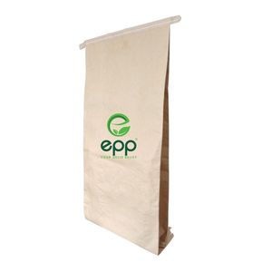 White Lamination PP Plastic Stitched Bottom Recyclable Kraft Paper Zipper <b>Bleached</b> Kraft Laminated PP Woven Construction for - Product Image 1