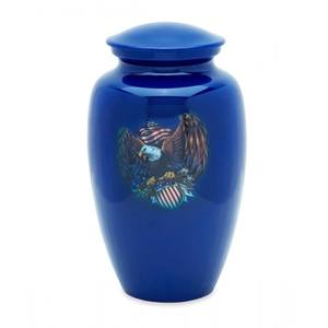 Urna de cremación de aluminio para adultos con águila azul, urna funeraria conmemorativa, contenedor, tarro, imagen, urnas de cremación, estilo europeo - Product Image 1