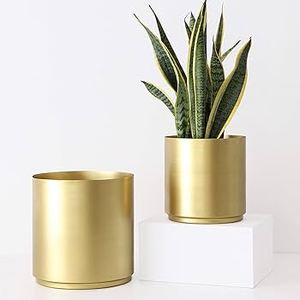 Juego de 2 macetas de metal de diseño creativo para el hogar y el hotel, macetas decorativas de flores redondas de color dorado, accesorios de decoración del hogar - Product Image 5